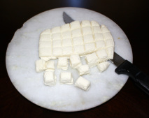 Slice the cheese in cubes or the desired shape 