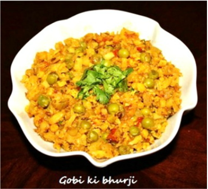  Gobi ki Bhurji / Grated cauliflower with Green peas