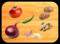 Onion, Potatoes, Tomato, Ginger, Garlic & Green chili