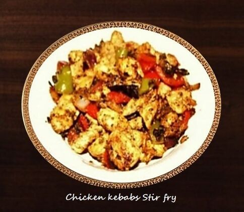 Chicken kebabs stir fry