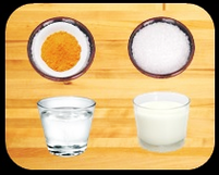 Turmeric powder, Salt, Cream & Water